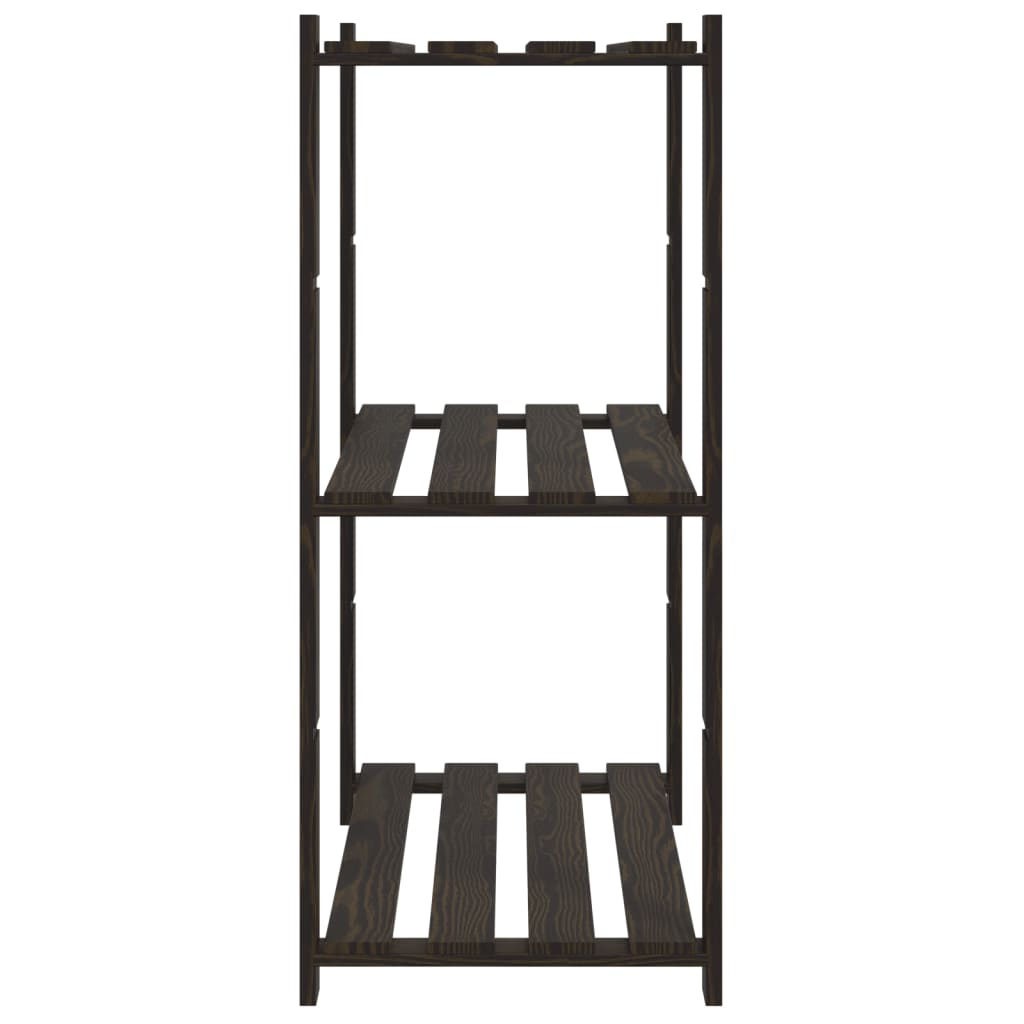 Scaffale a 3 Livelli Nero 80x38x90 cm in Legno Massello di Pino