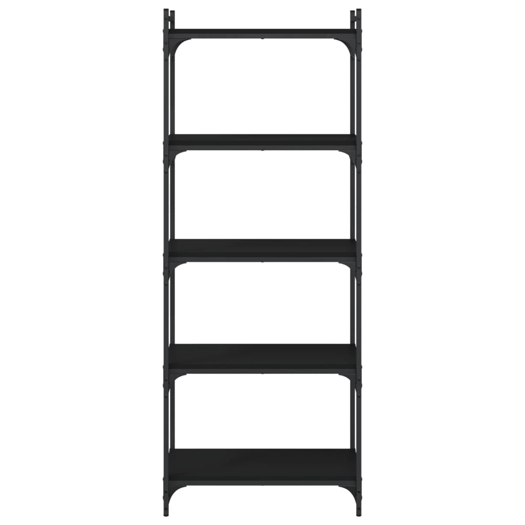 Libreria a 5 Ripiani Nera 60x30x154 cm in Legno Multistrato