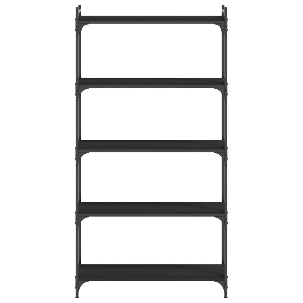 Libreria a 5 Ripiani Nera 80x30x154 cm in Legno Multistrato