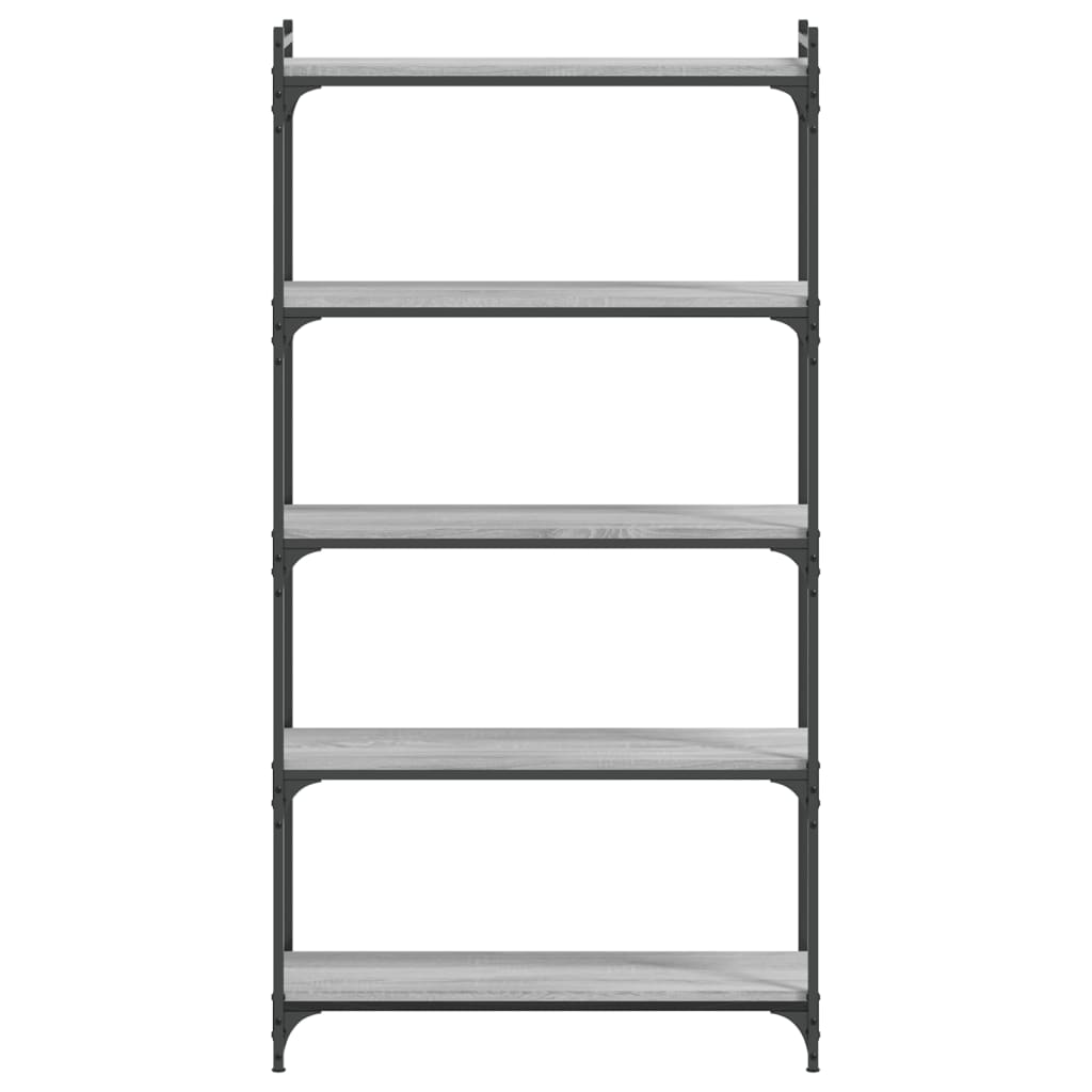 Libreria 5 Ripiani Grigio Sonoma 80x30x154cm Legno Multistrato