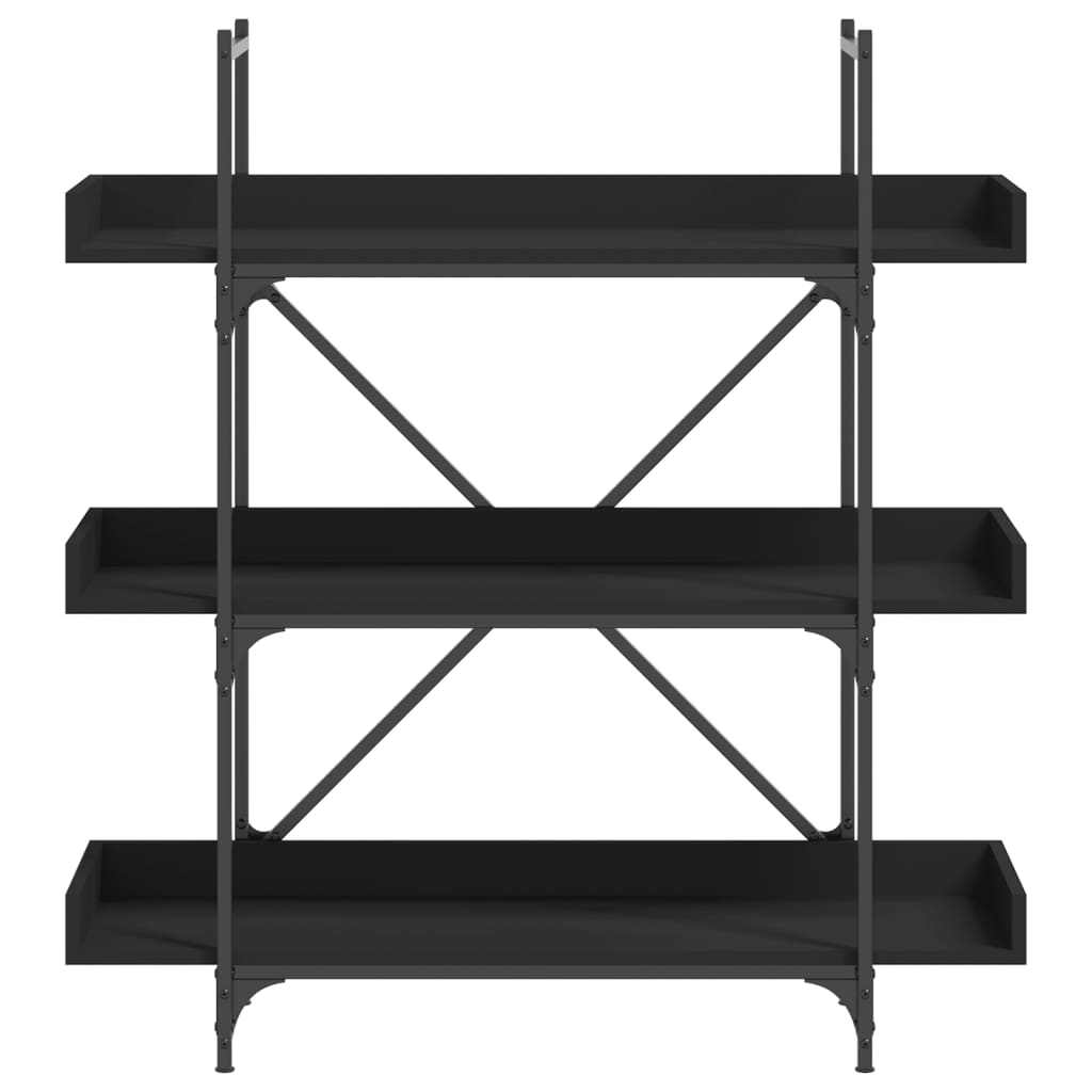 Libreria a 3 Ripiani Nera 100x33x108,5 cm in Legno Multistrato
