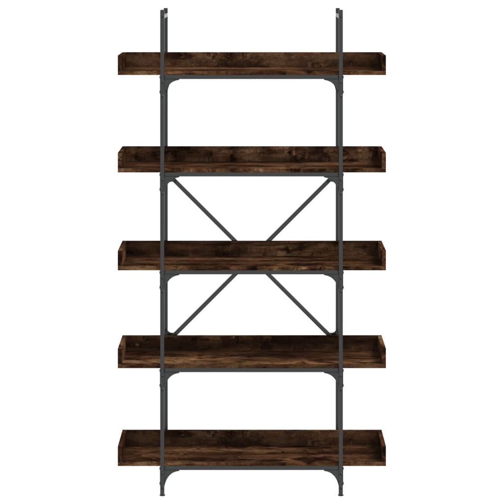 Libreria 5 Ripiani Rovere Fumo 100x33x180,5cm Legno Multistrato
