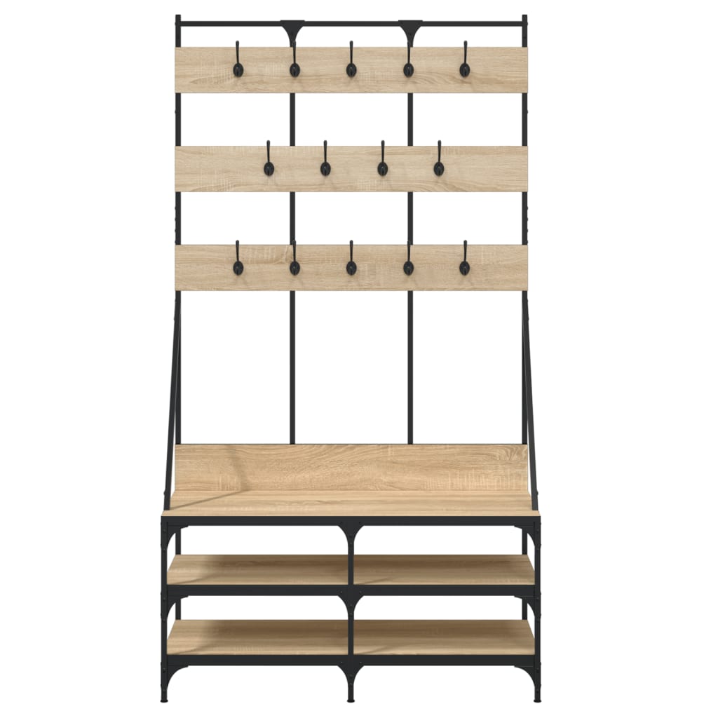 Appendiabiti con Porta Scarpe Rovere Sonoma 100x40x184 cm