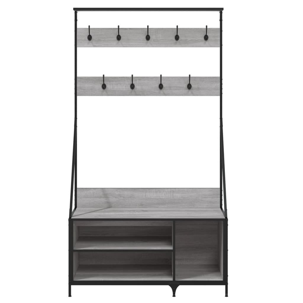 Appendiabiti con Porta Scarpe Grigio Sonoma 100x41x184 cm