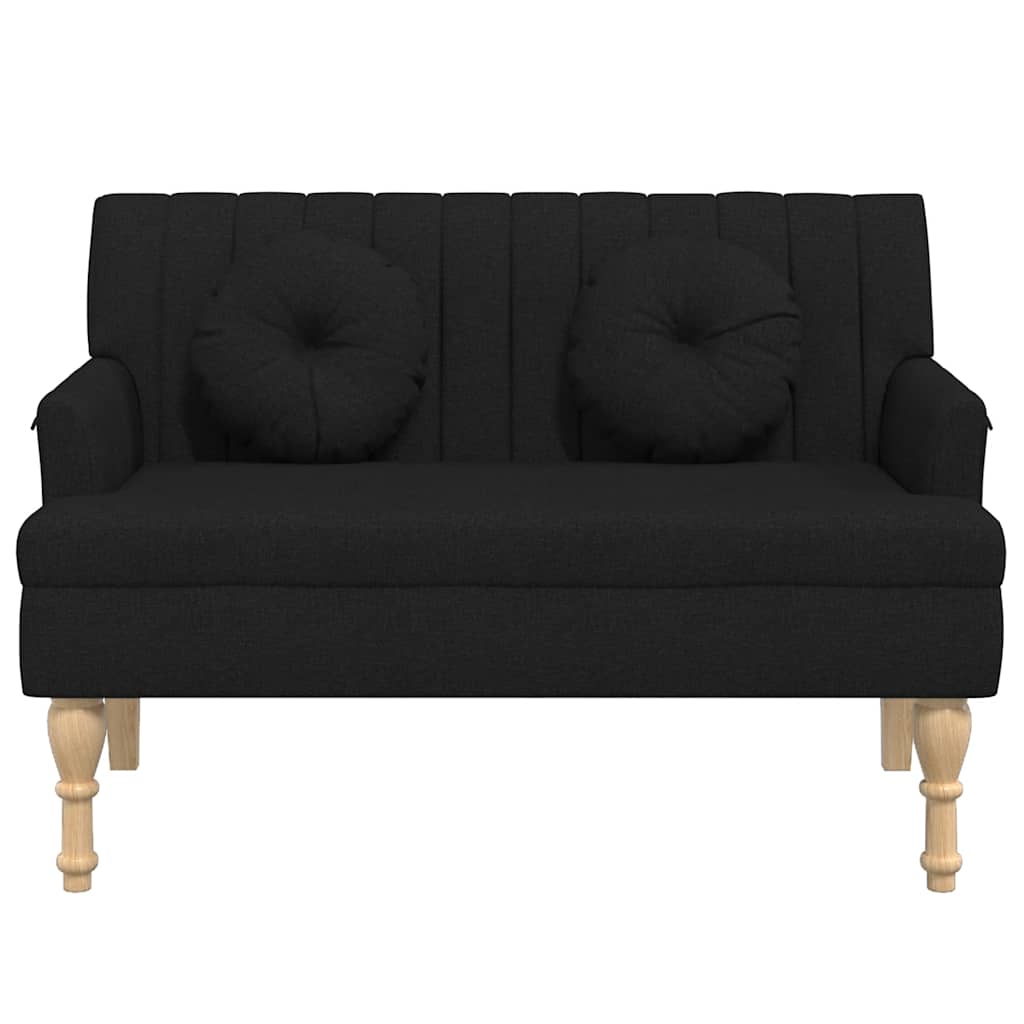 Panca con Cuscini Nera 113x64,5x75,5 cm in Tessuto