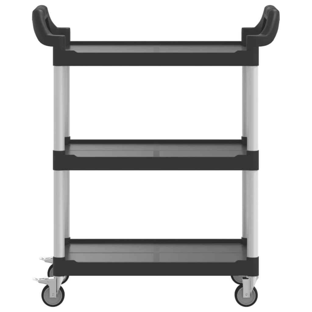 Carrello a 3 Ripiani Nero 81x41x92 cm in Alluminio