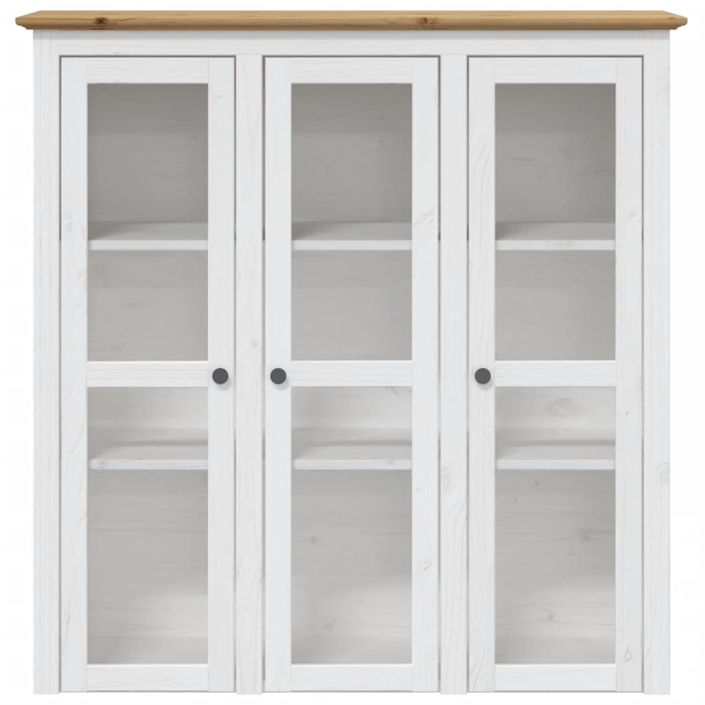 Credenza BODO 115,5x43x200,5 cm Massello Pino Bianco e Marrone