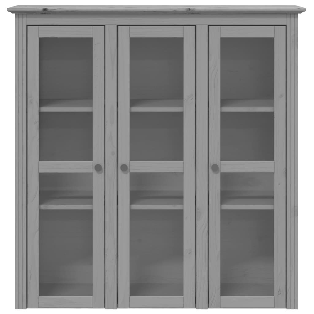 Credenza BODO 115,5x43x200,5 cm Legno Massello di Pino Grigio