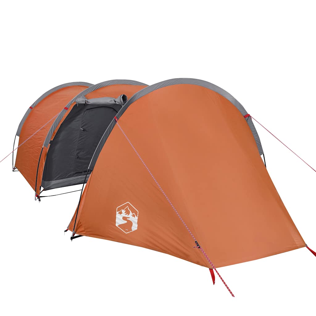 Tenda da Campeggio a Tunnel 4 Persone Arancione Impermeabile