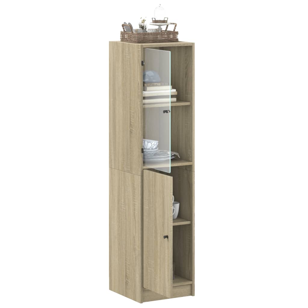 Credenza con Anta in Vetro Rovere Sonoma 35x37x142 cm