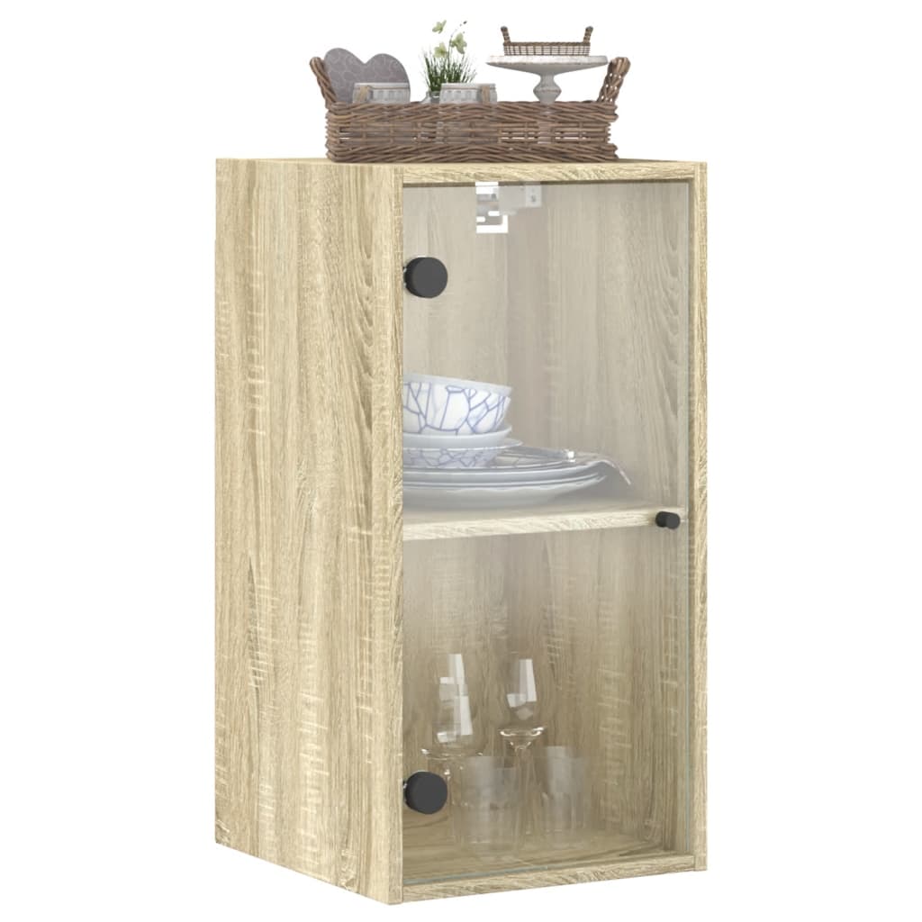 Mobile a Muro con Ante in Vetro Rovere Sonoma 35x37x68,5 cm
