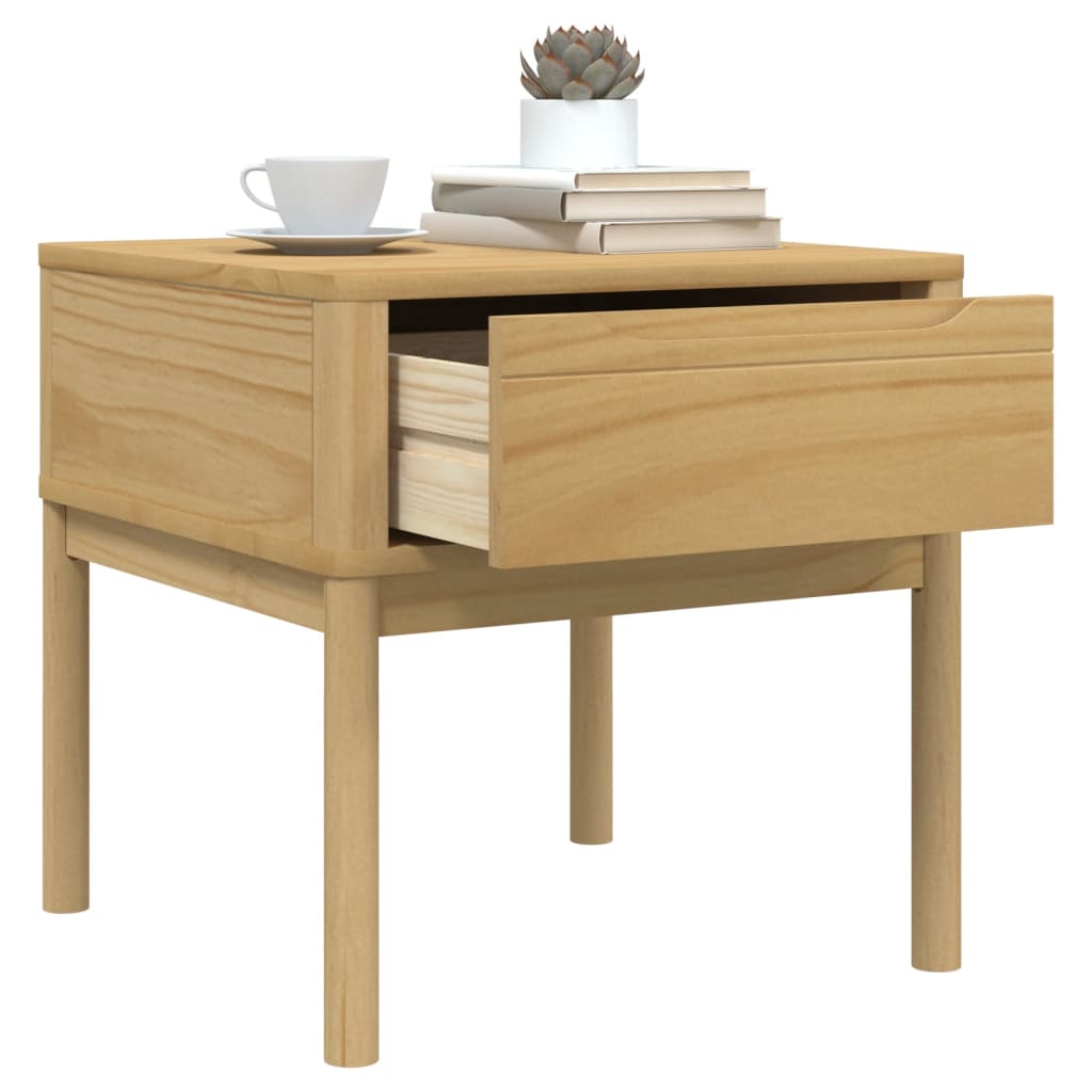 Tavolo per Lampada FLORO 55x55x54 cm Marrone Cera Legno di Pino