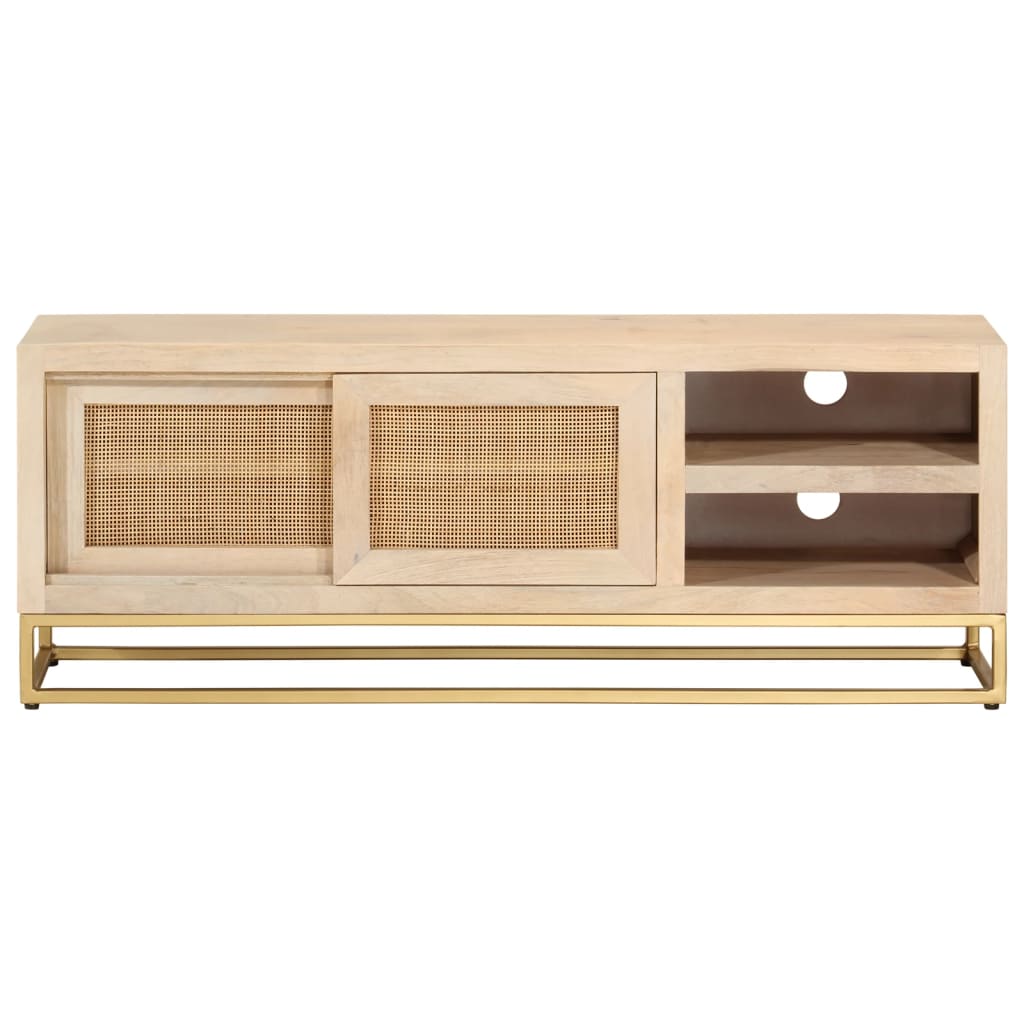Mobile Porta TV 110x30x40 cm in Legno Massello di Mango e Ferro