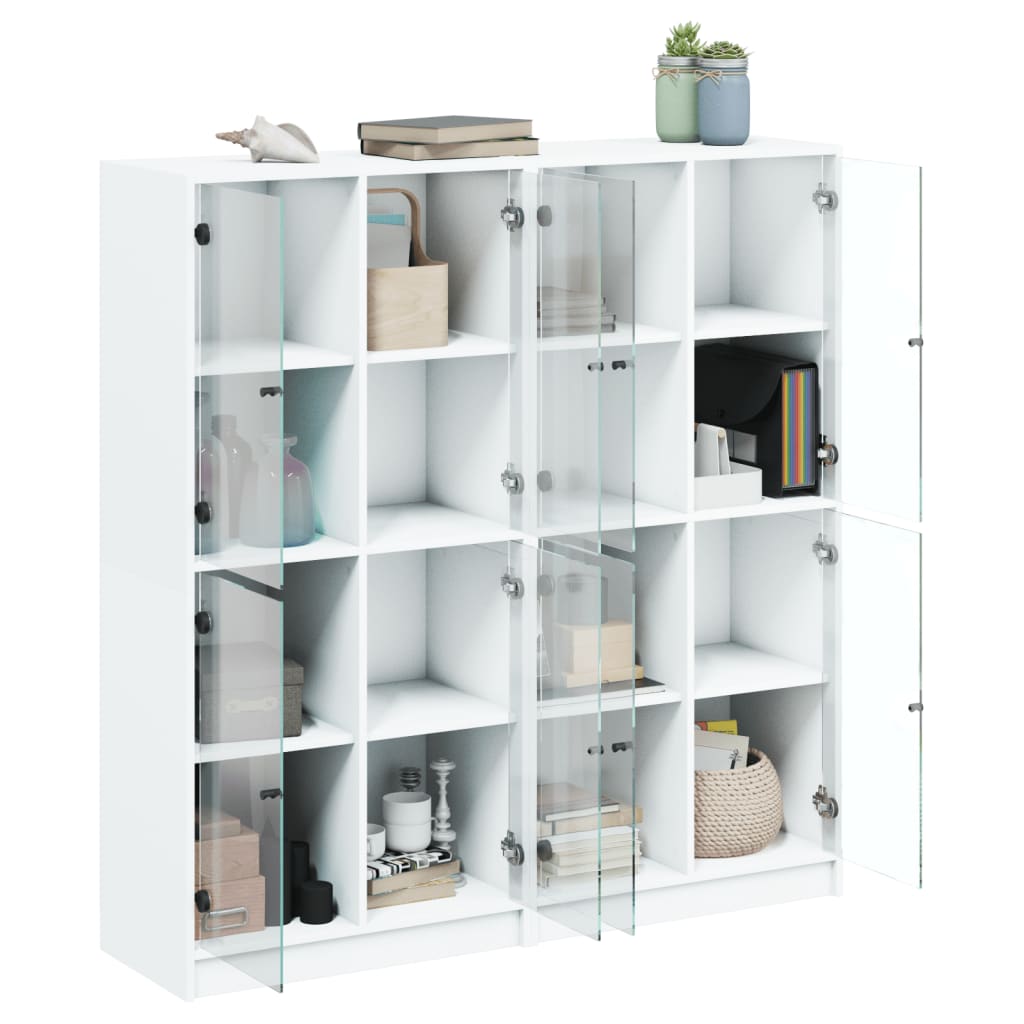 Libreria con Ante Bianca 136x37x142 cm in Legno Multistrato