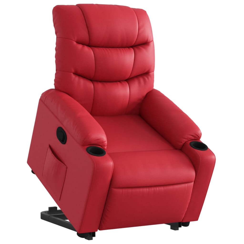 Poltrona Alzapersona Reclinabile Rosso in Similpelle