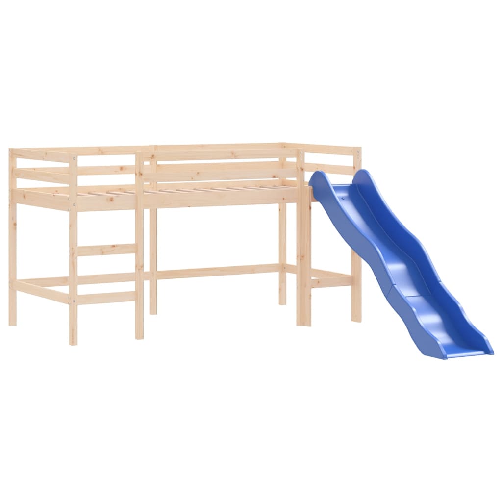 Letto Soppalco con Scivolo Bambini 80x200cm Legno Massello Pino