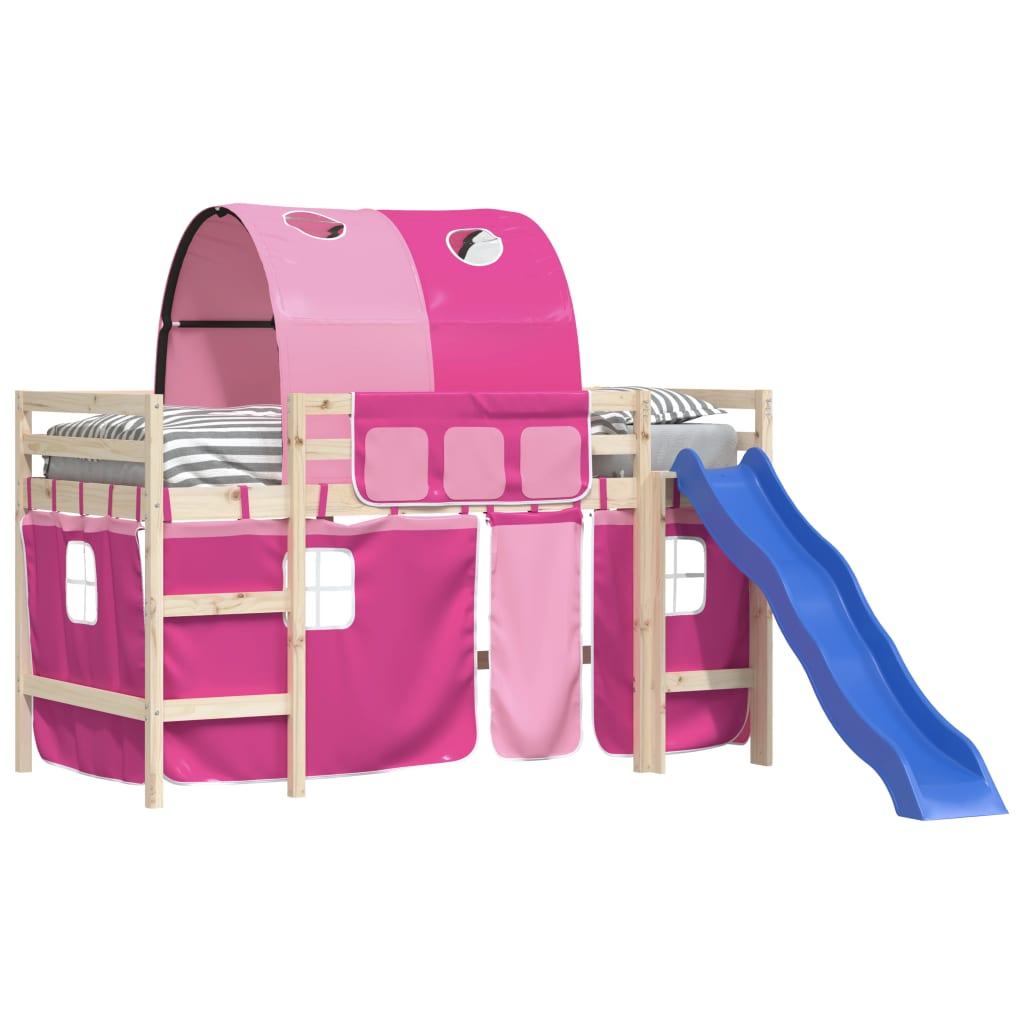 Tende per Letto a Soppalco con Tunnel Rosa in Poliestere