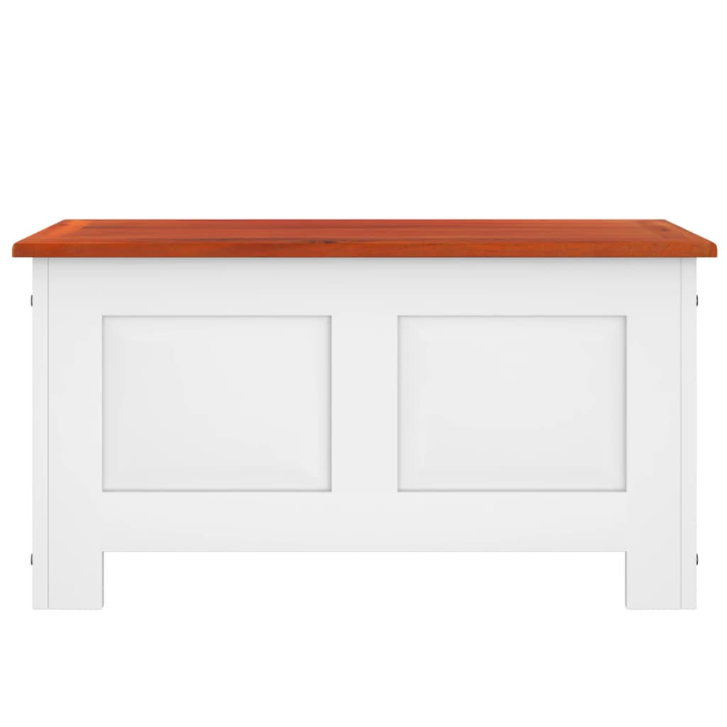 Cassapanca con Coperchio Marrone e Bianco Legno Massello Acacia