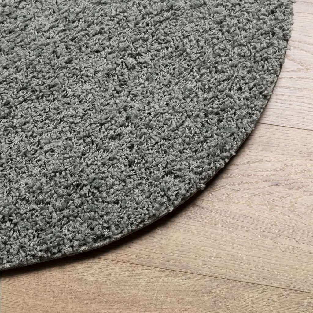 Tappeto Shaggy a Pelo Lungo Moderno Verde Ø 100 cm