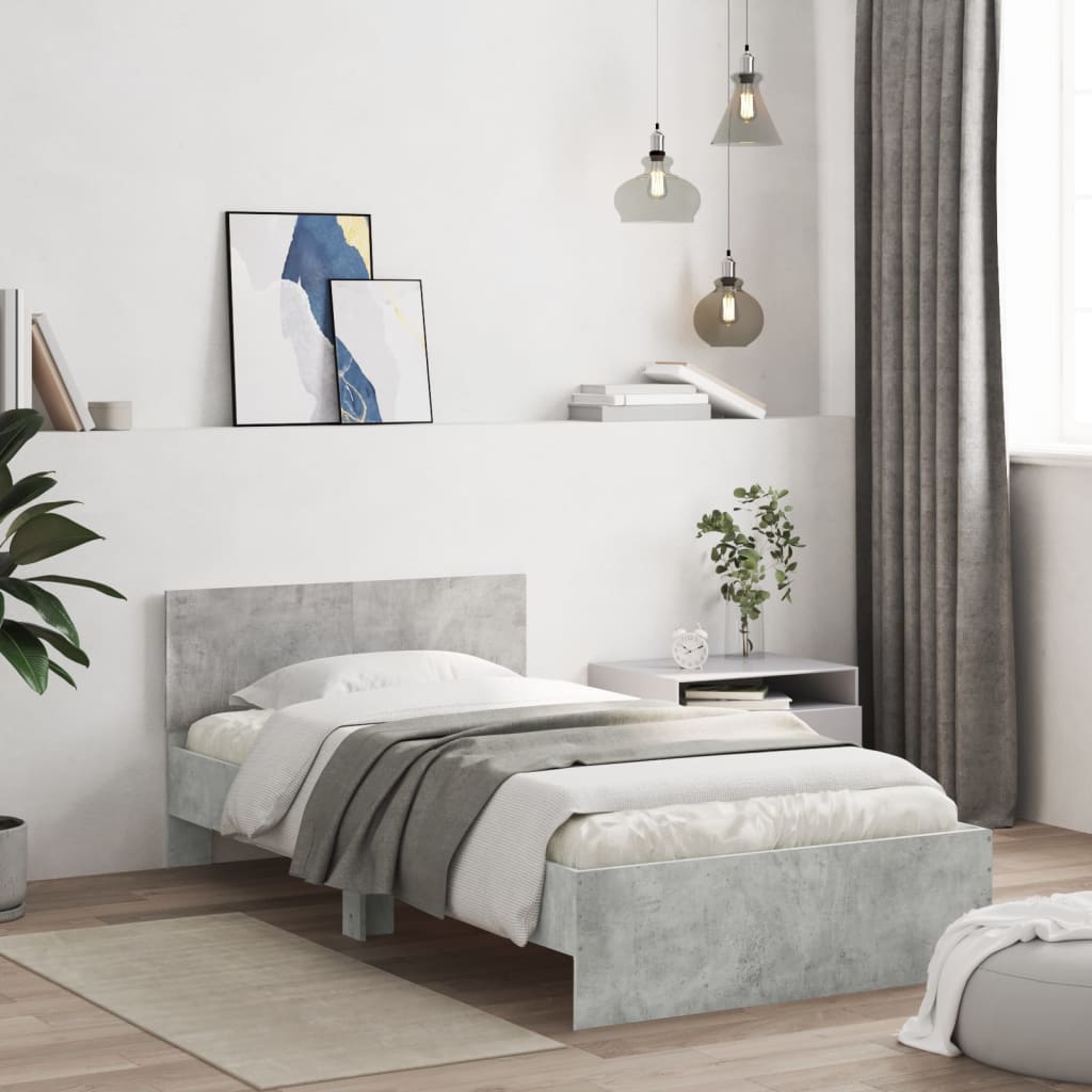 Giroletto Testiera Grigio Cemento 100x200 cm Legno Multistrato