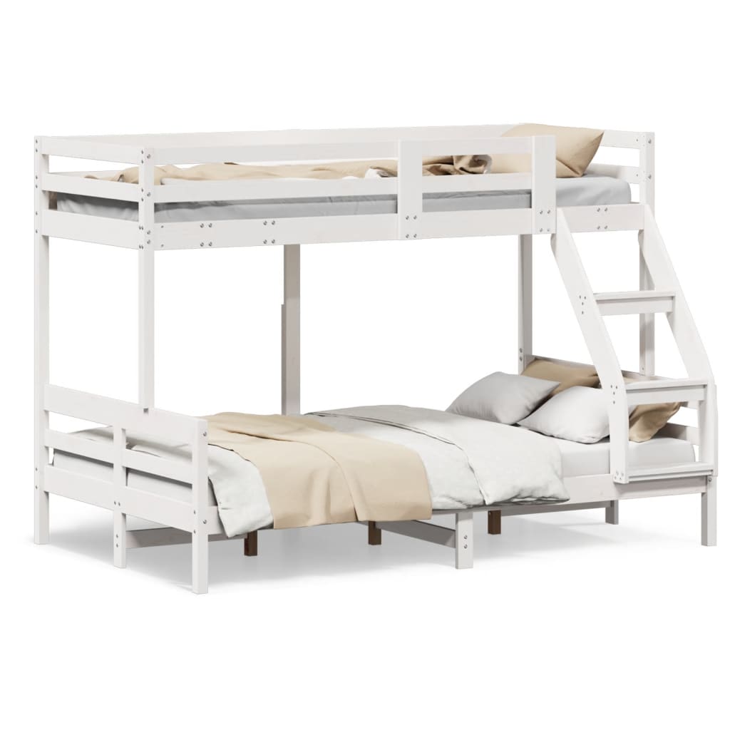 Letto a Castello 90x200/120x200cm Bianco Legno Massello di Pino