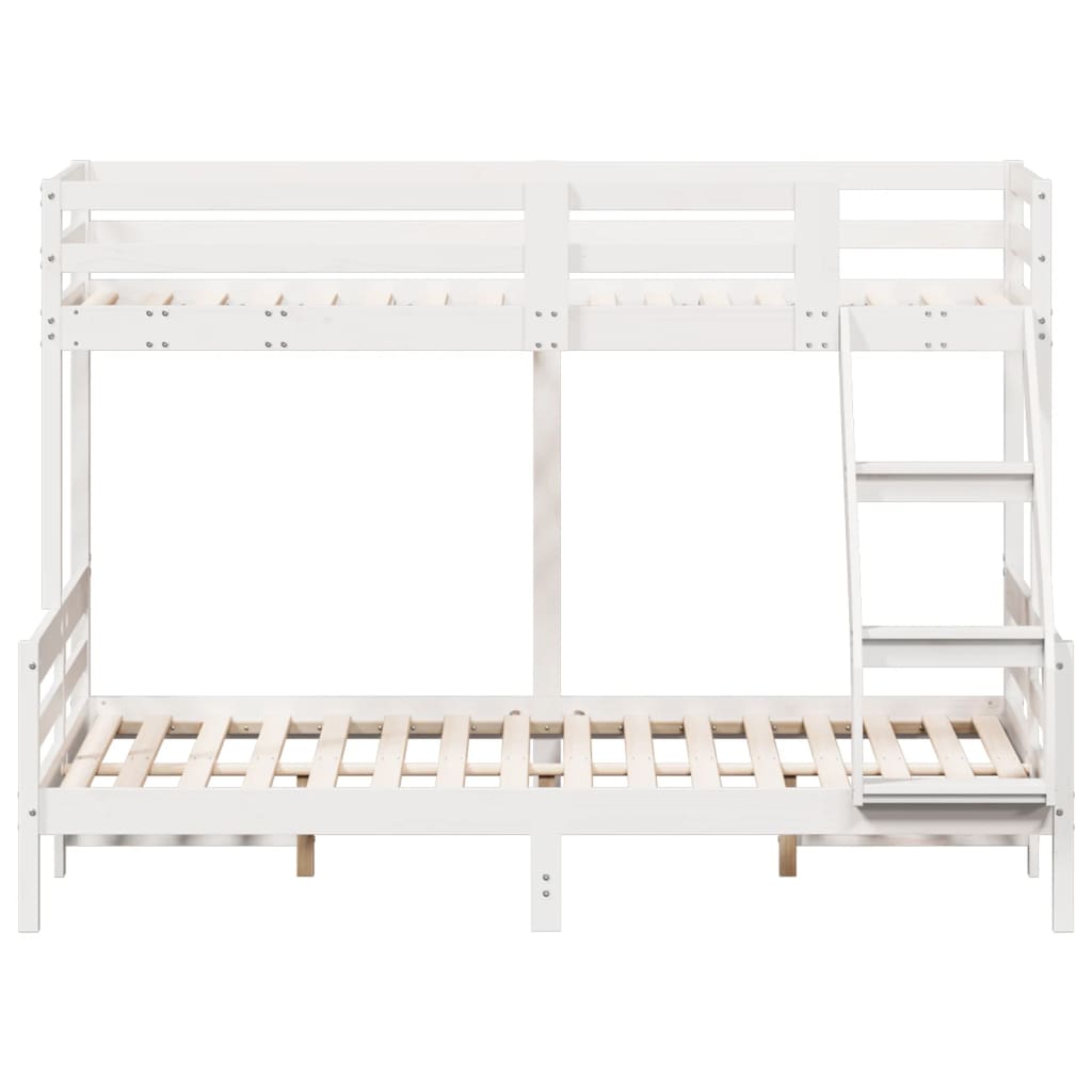 Letto a Castello 90x200/140x200cm Bianco Legno Massello di Pino