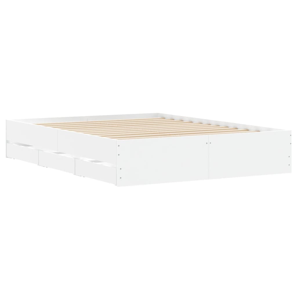 Giroletto con Cassetti Bianco 150x200 cm in Legno Multistrato