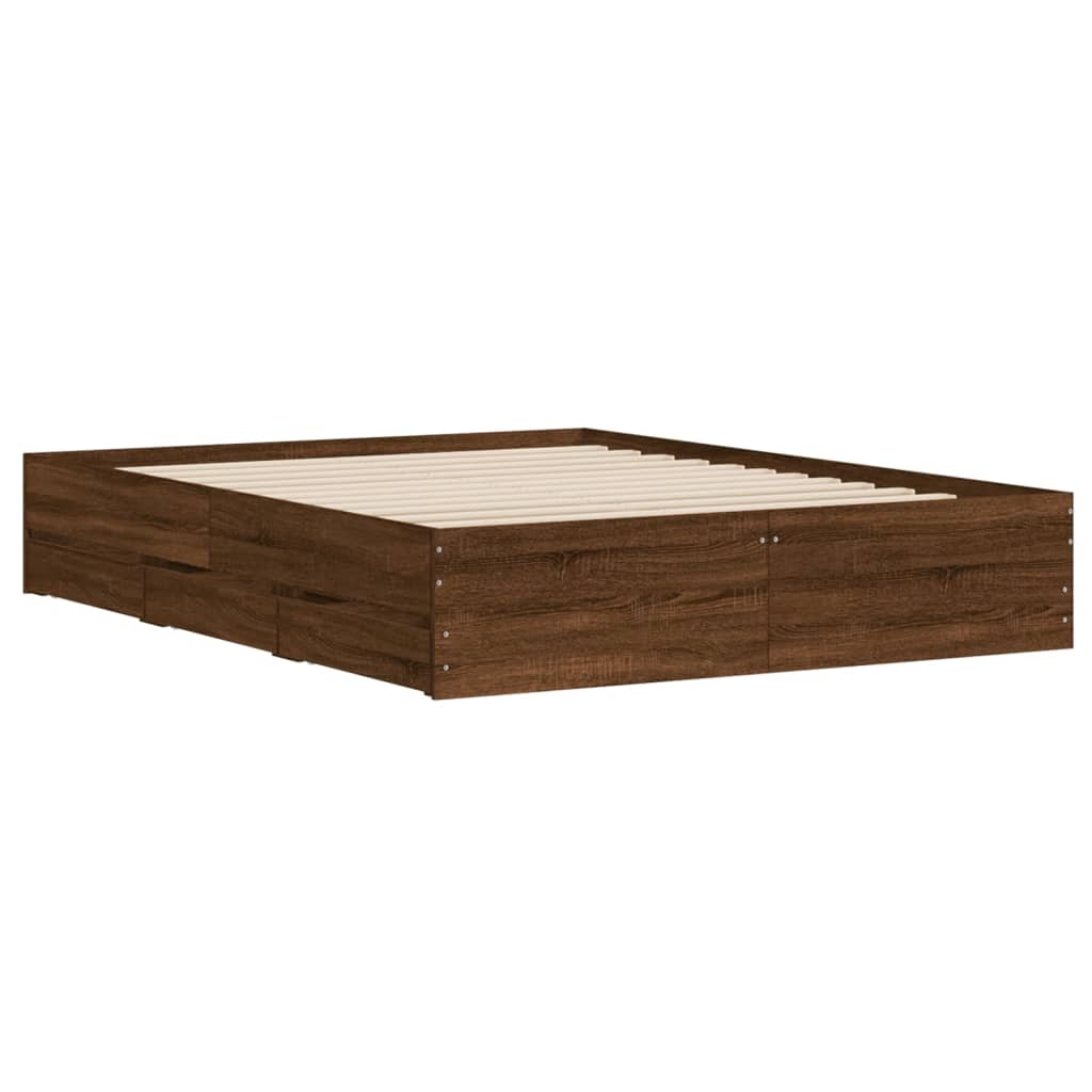Giroletto Cassetti Rovere Marrone 140x200 cm Legno Multistrato