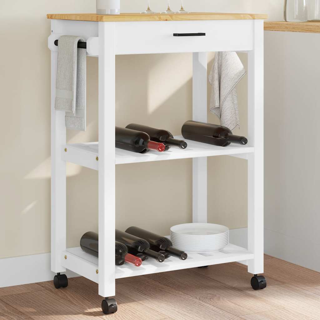 Carrello da Cucina MONZA 60x40x88,5 cm in Legno Massello di Pino