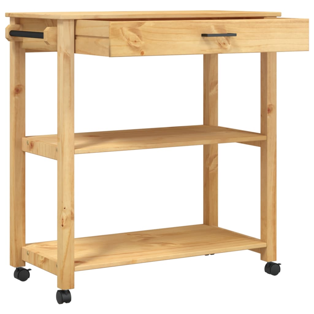 Carrello da Cucina MONZA 84x40x90 cm in Legno Massello di Pino