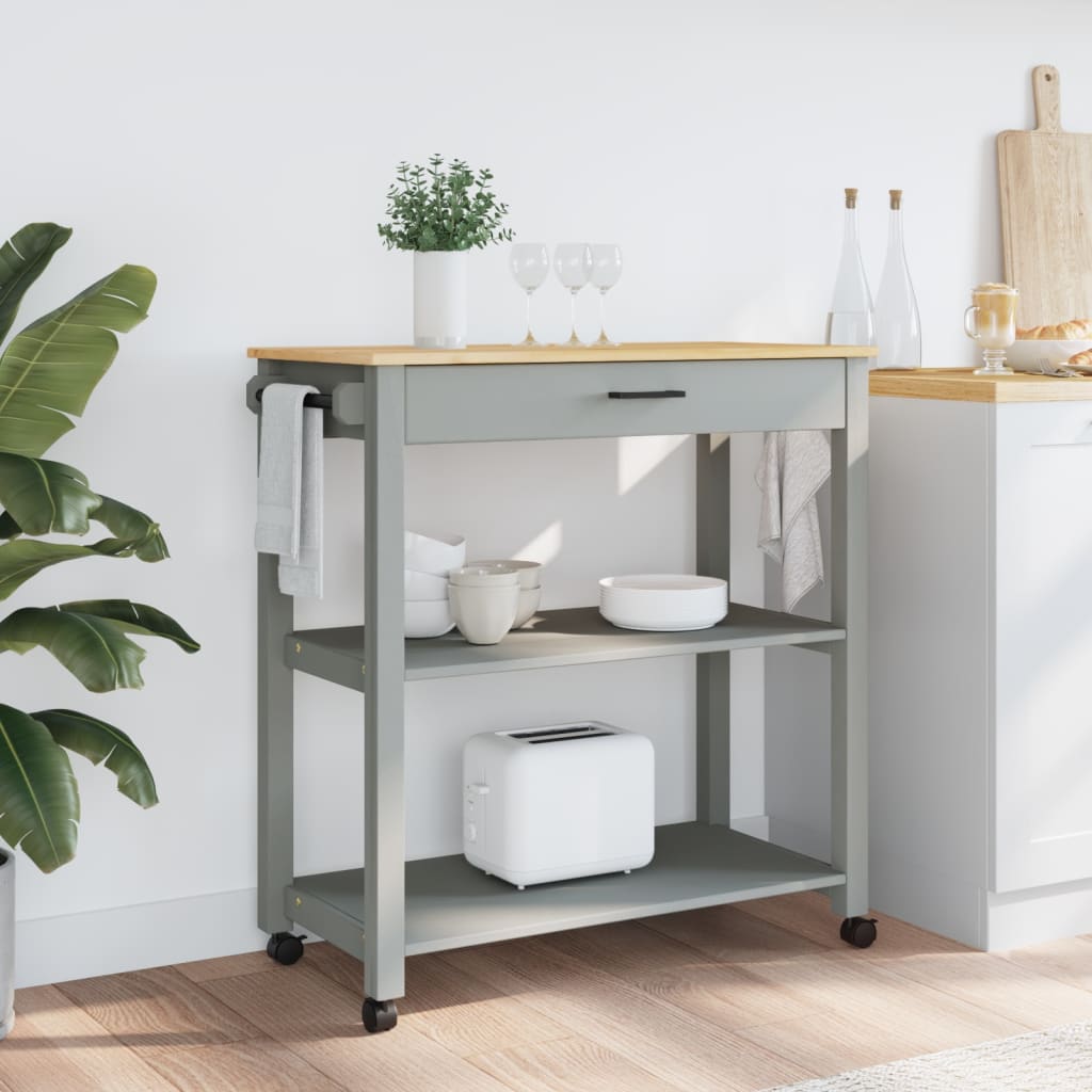 Carrello da Cucina MONZA 84x40x90 cm in Legno Massello di Pino