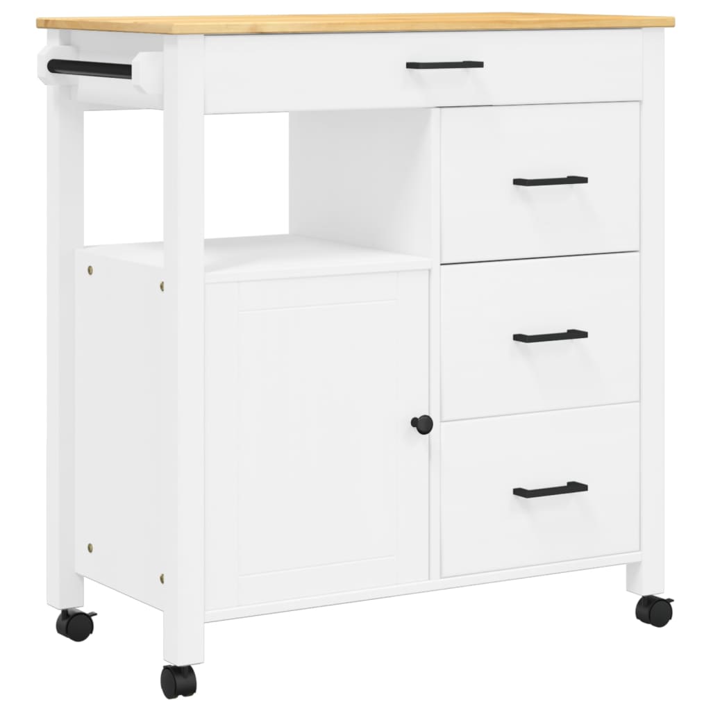 Carrello da Cucina MONZA 84x40x90 cm in Legno Massello di Pino