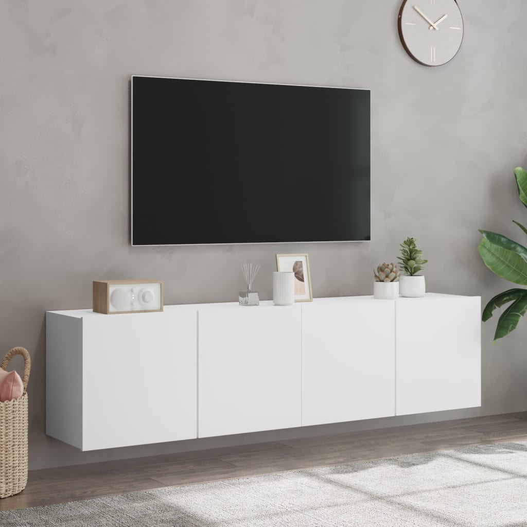 Mobili TV a Parete 2pz Bianchi 80x30x41 cm