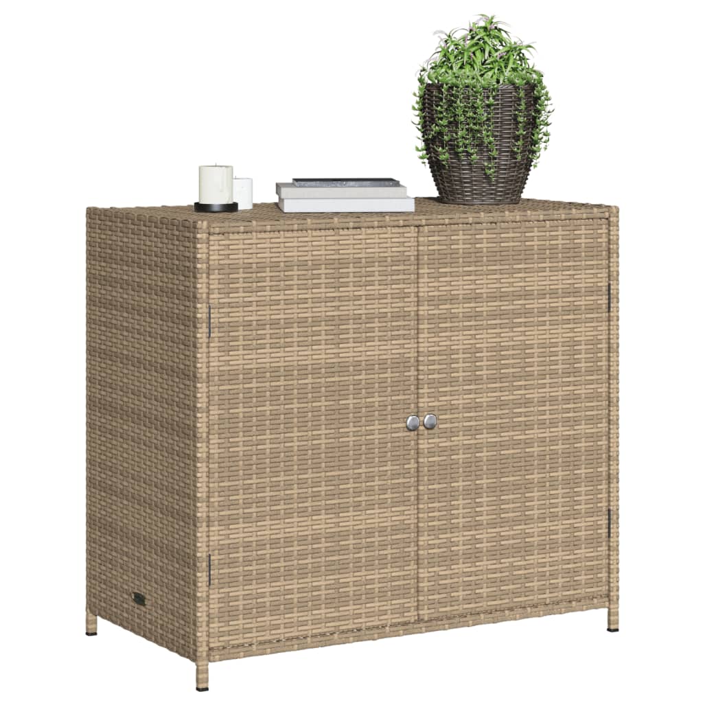 Armadietto Portaoggetti Giardino Beige 83x45x76 cm Polyrattan