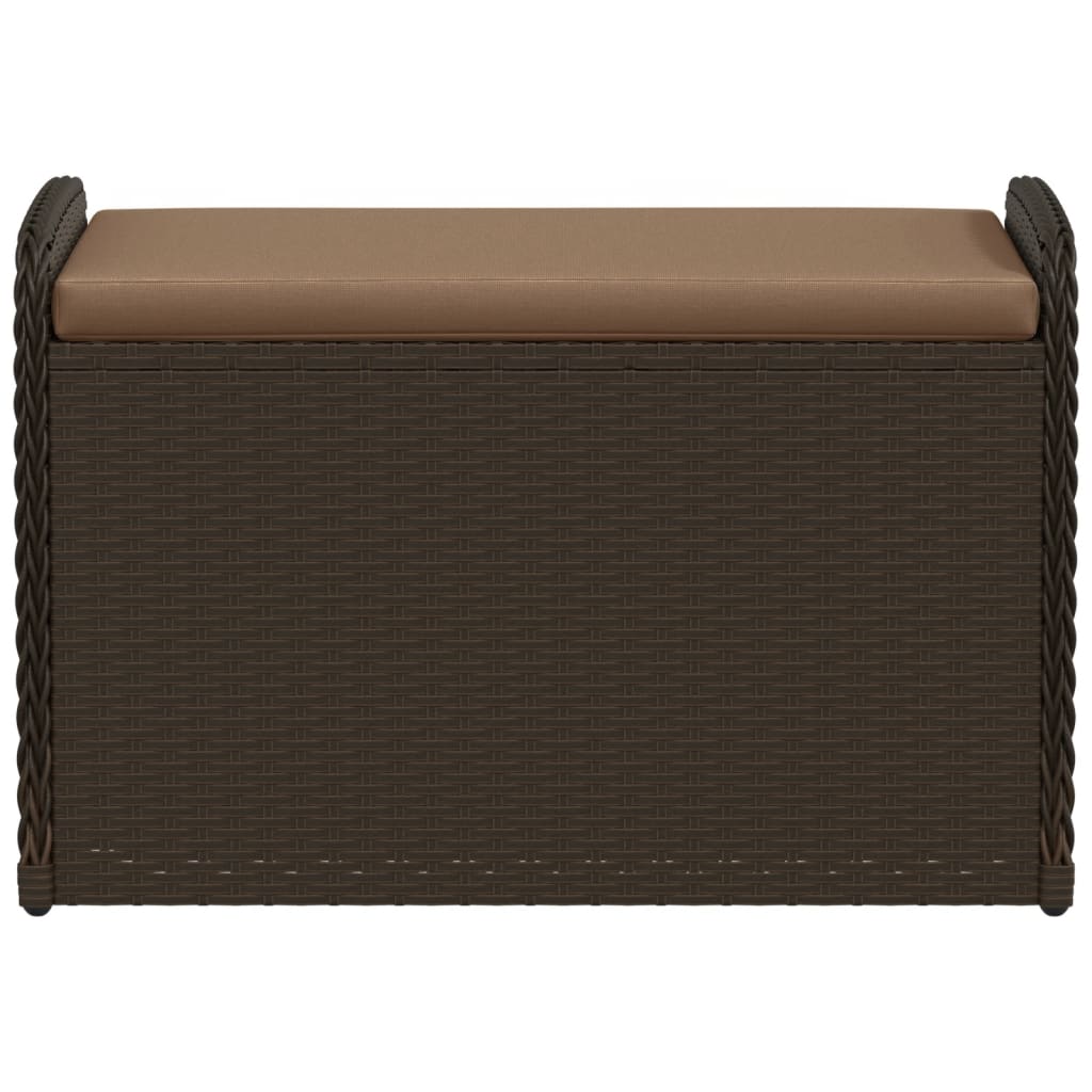 Cassapanca con Cuscino Marrone 80x51x52 cm in Polyrattan