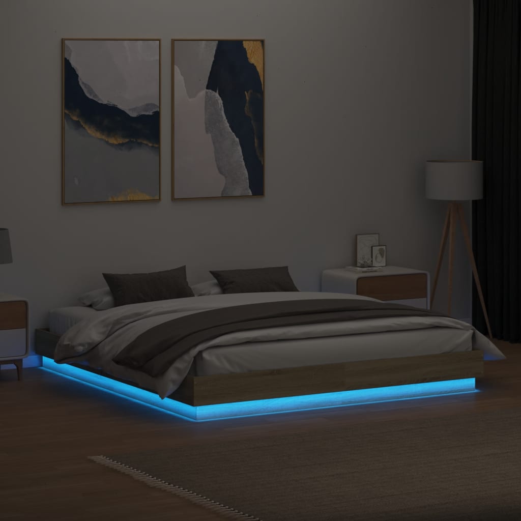 Giroletto con Luci LED Rovere Sonoma 200x200 cm