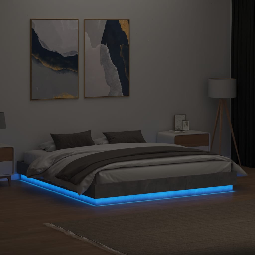 Giroletto con Luci LED Grigio Cemento 200x200 cm