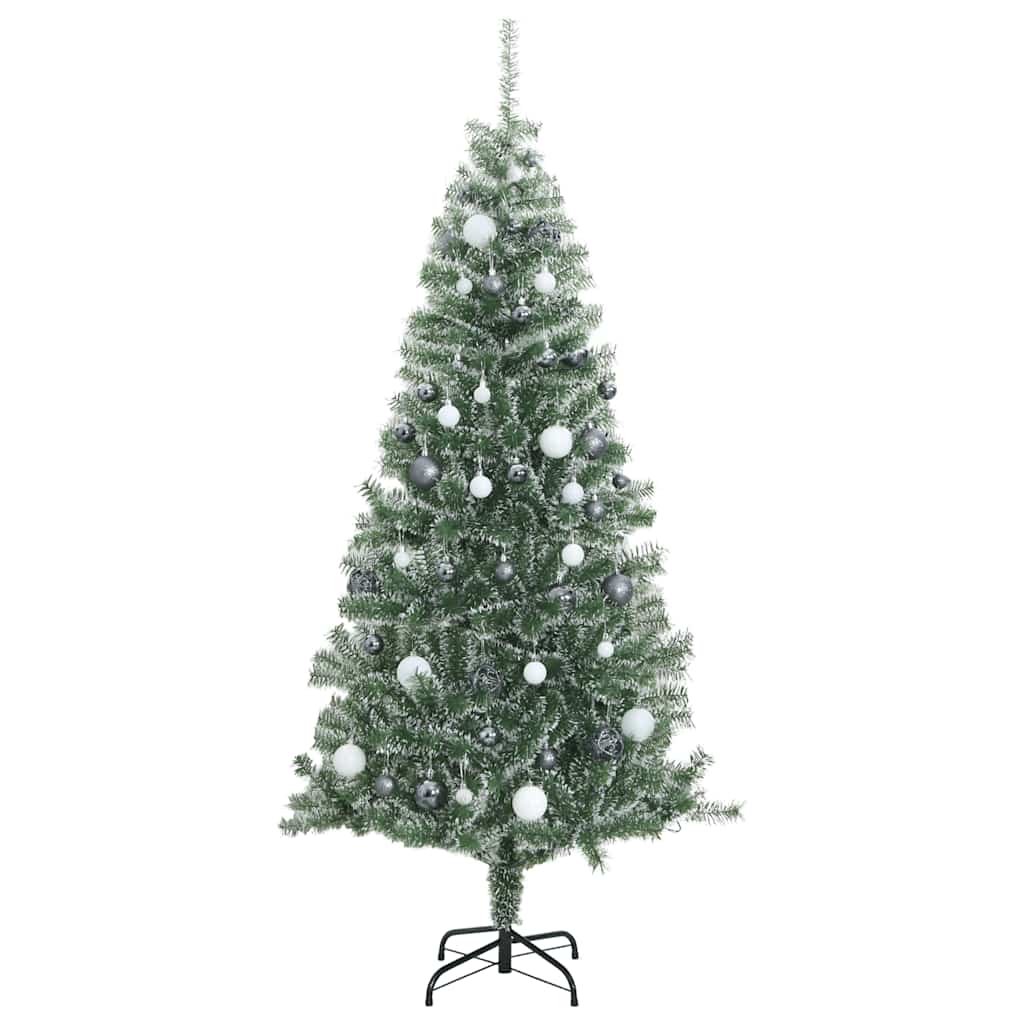 Albero di Natale Artificiale con 300 LED Palline e Neve 180 cm