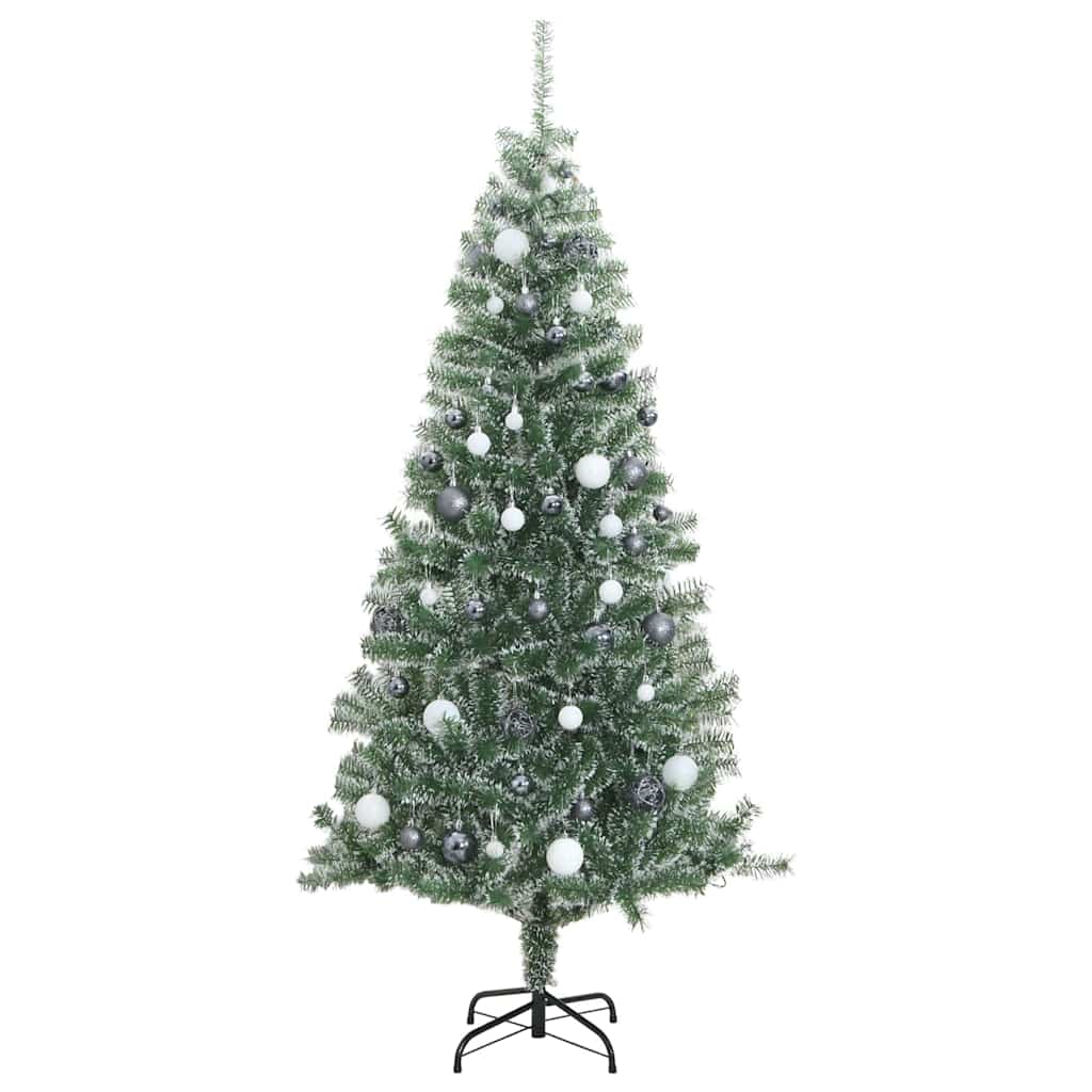 Albero di Natale Artificiale con 300 LED Palline e Neve 240 cm