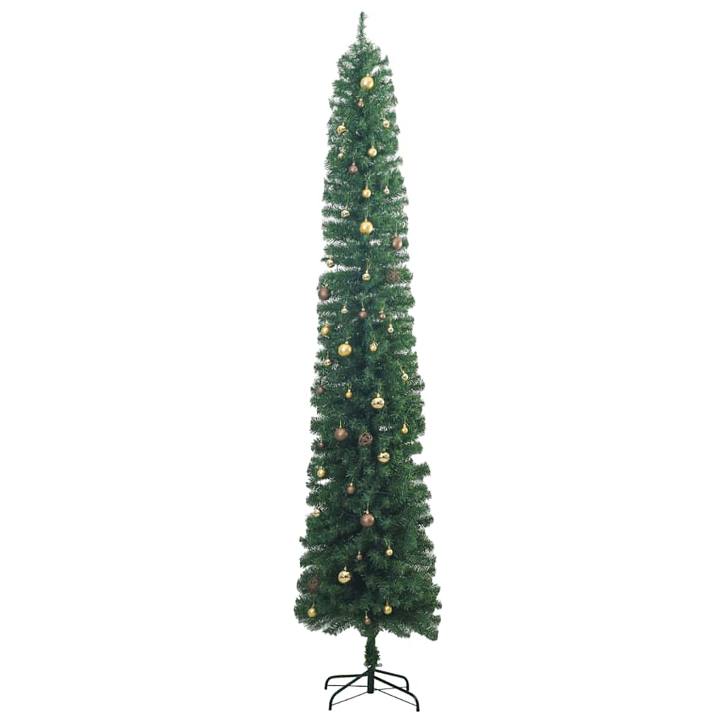 Albero di Natale Sottile con 300 LED e Set Palline 270 cm