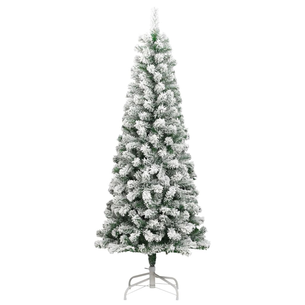 Albero Natale Artificiale Cerniera 300 LED Neve Floccata 180 cm