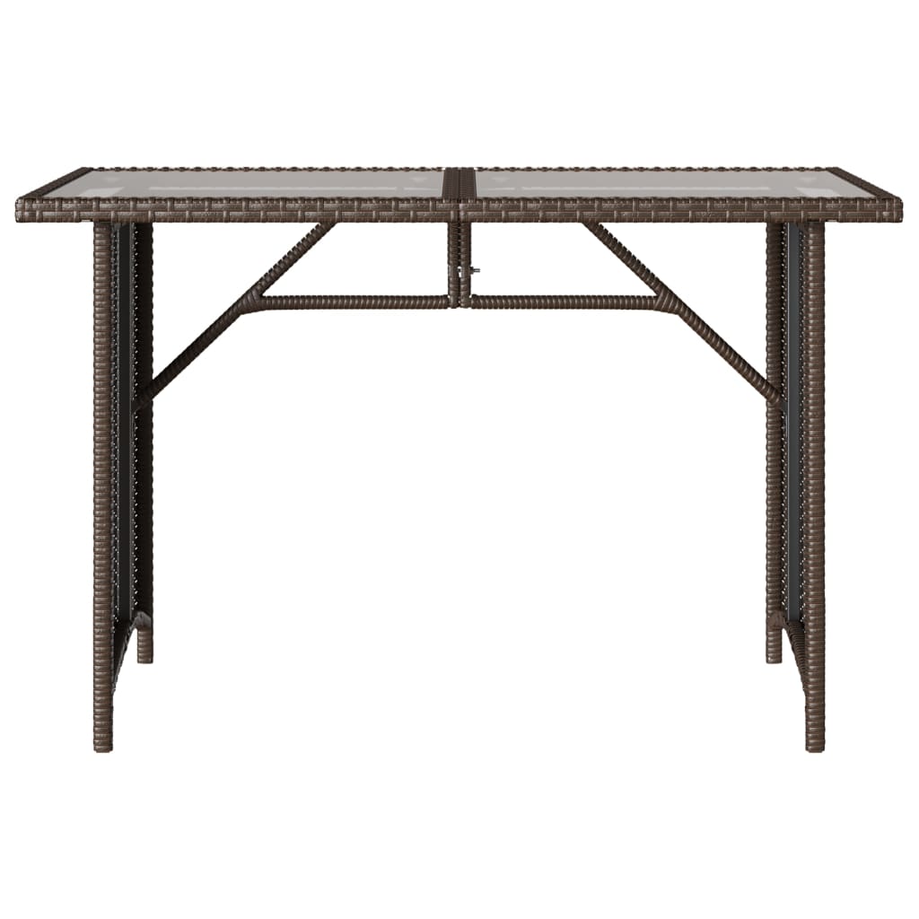 Tavolo Giardino Piano in Vetro Marrone 110x68x70 cm Polyrattan
