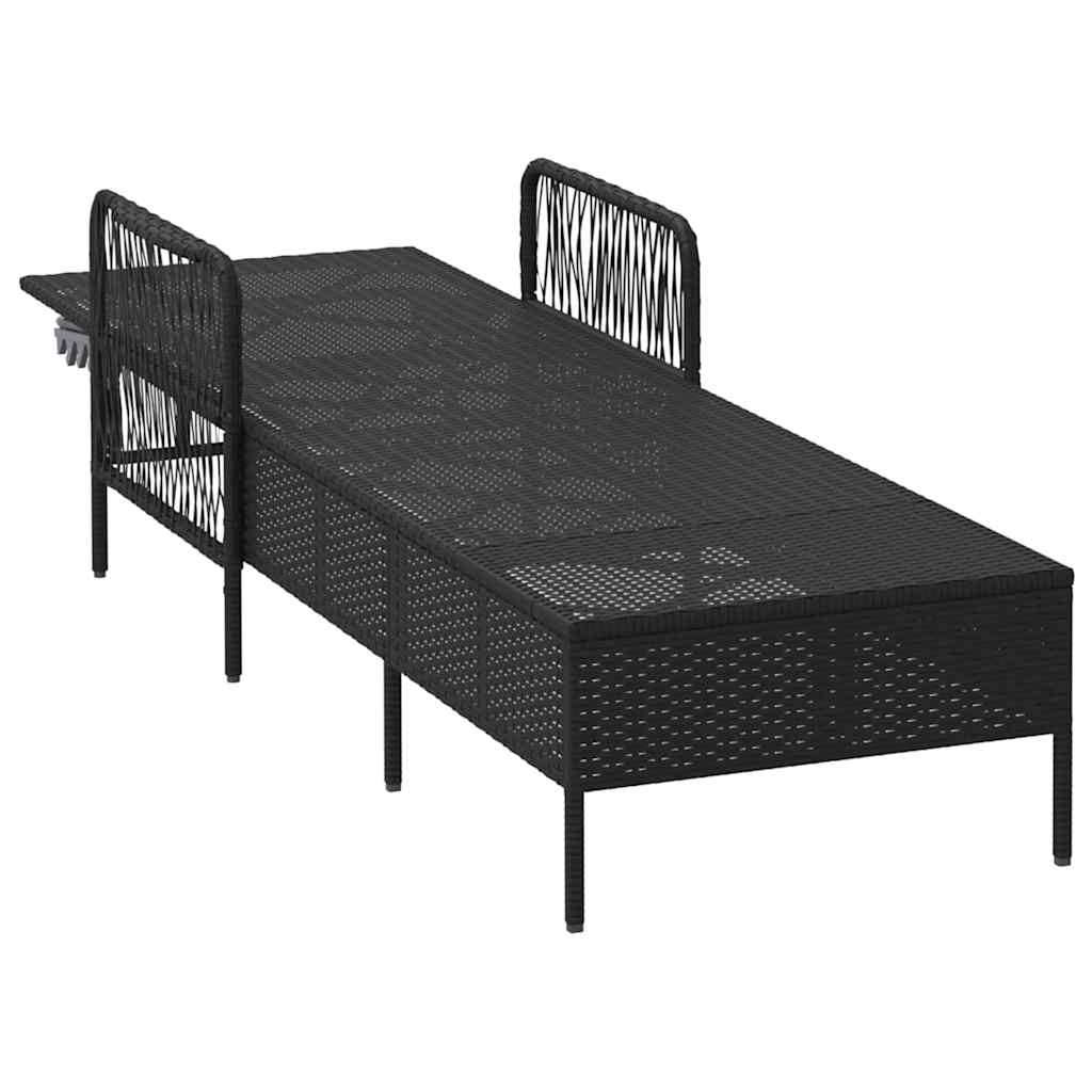 Lettino da sole Nero e Bianco Crema 55 x 200 x 92 cm polyrattan