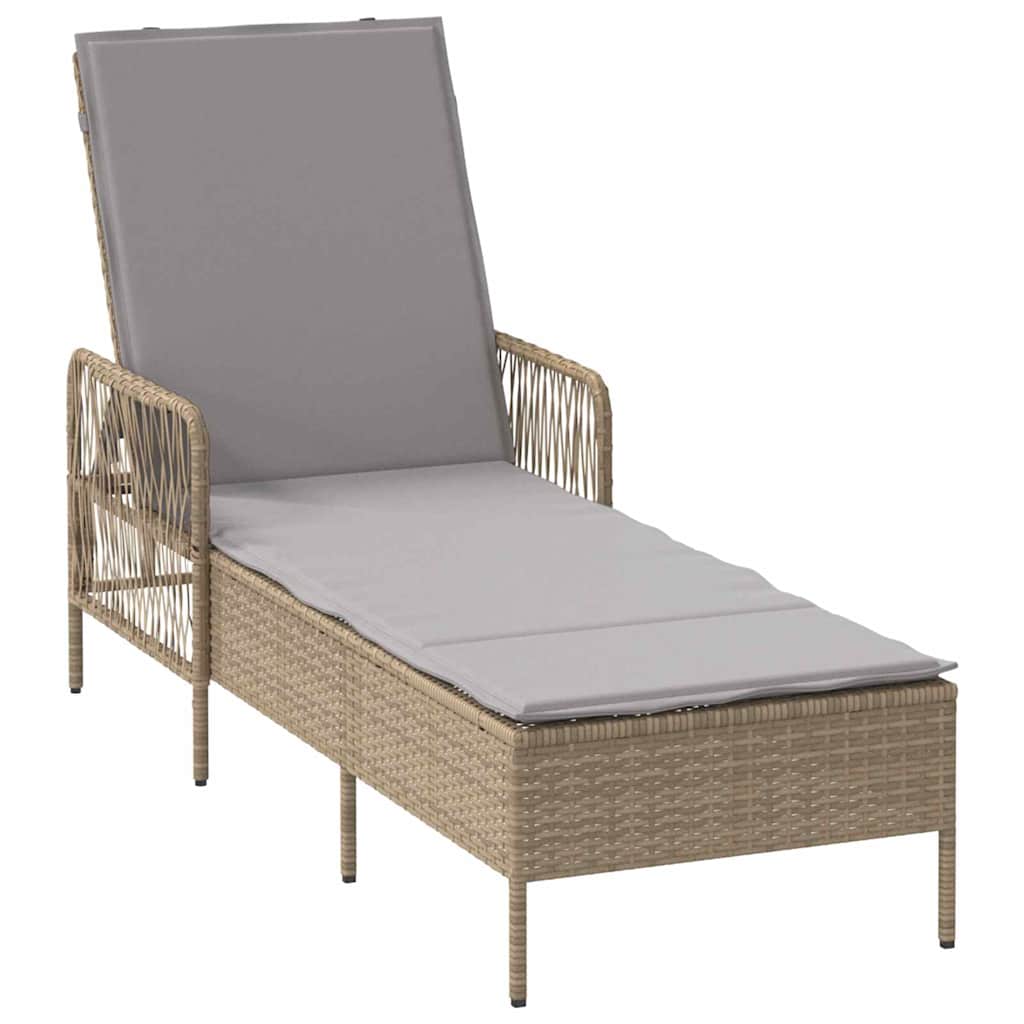 Lettino da sole 3 pcs Beige e Grigio Chiaro polyrattan