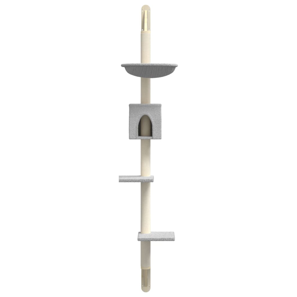 Albero per Gatti con Tiragraffi a Parete Grigio Chiaro 187 cm