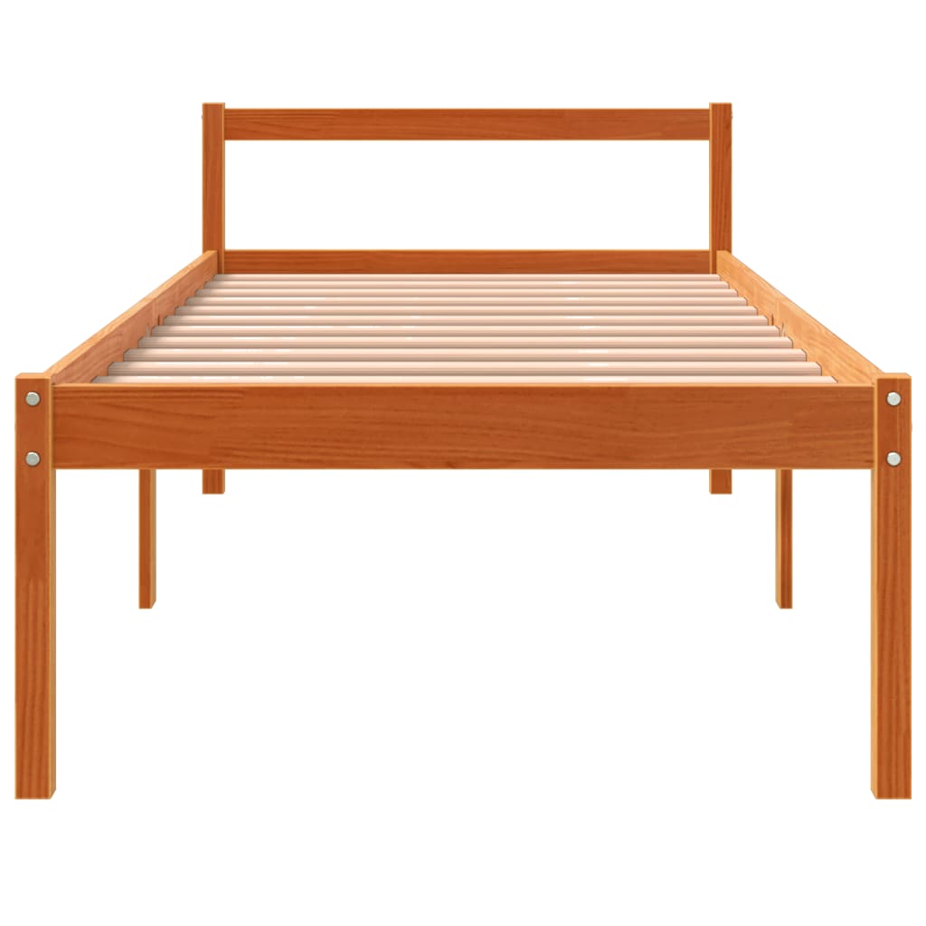 Letto per Anziani Marrone Cera 75x190 cm Legno Massello di Pino