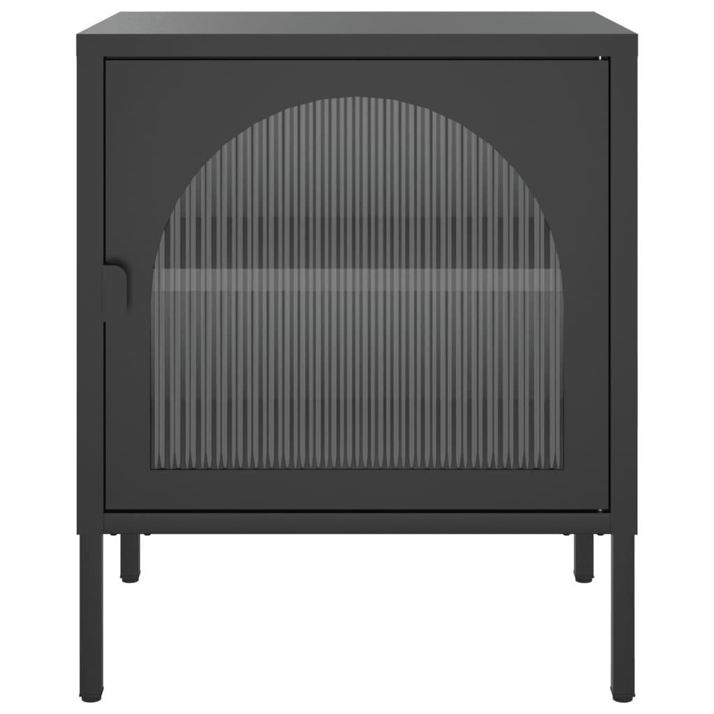 Comodini 2 pz Neri 50x35x60 cm in Vetro e Acciaio