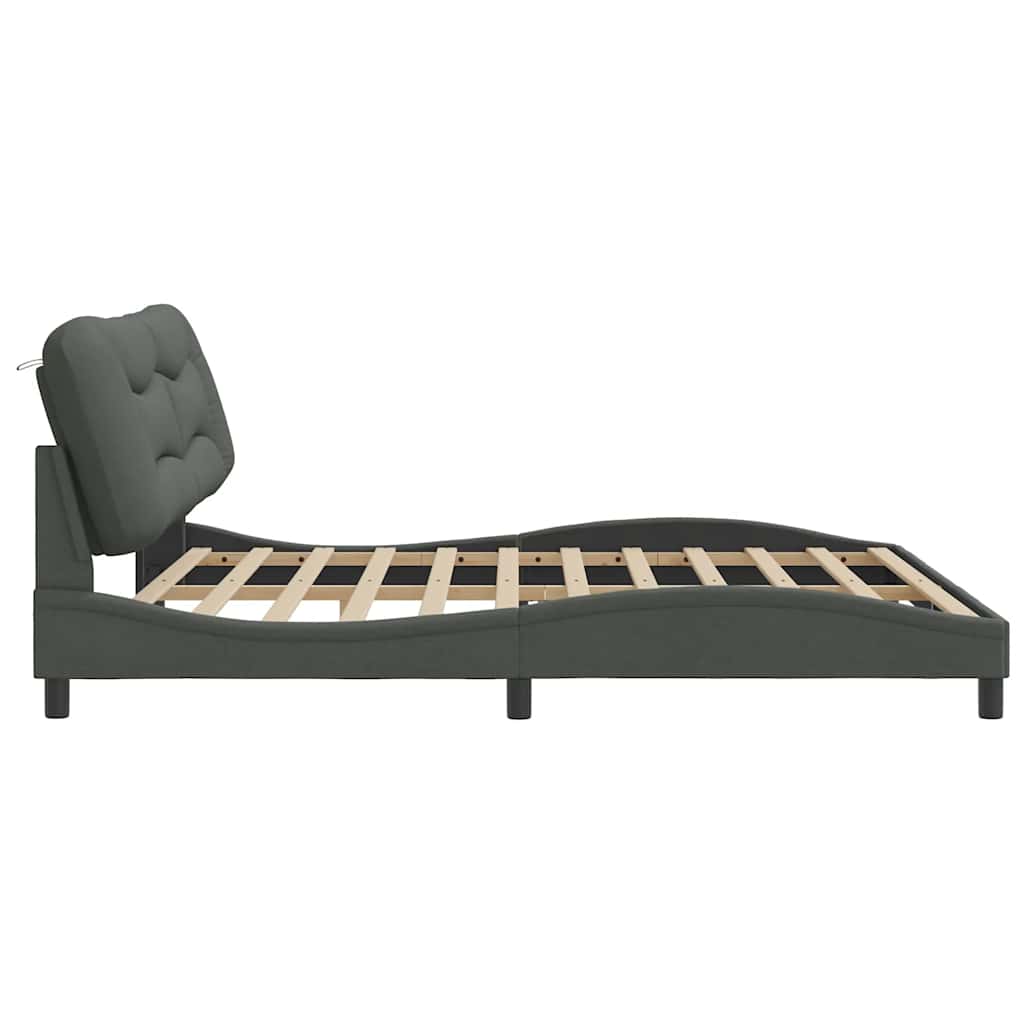 Giroletto senza Materasso Hvar Grigio Scuro 200x200 cm Tessuto