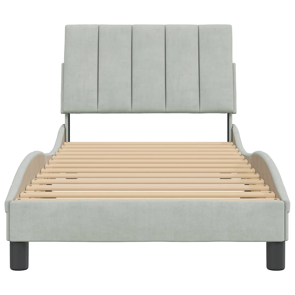 Giroletto senza Materasso Hanko Grigio Chiaro 90x200 cm Velluto
