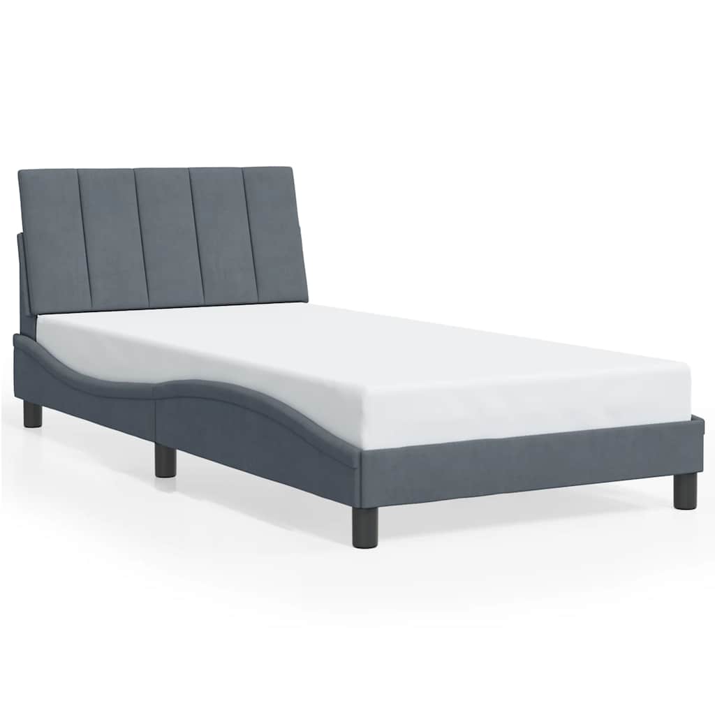 Giroletto senza Materasso Hanko Grigio Scuro 100x200 cm Velluto